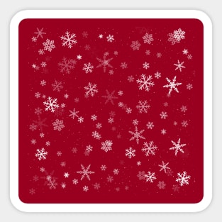 Red and White Snowflake Winter Pattern Design Sticker